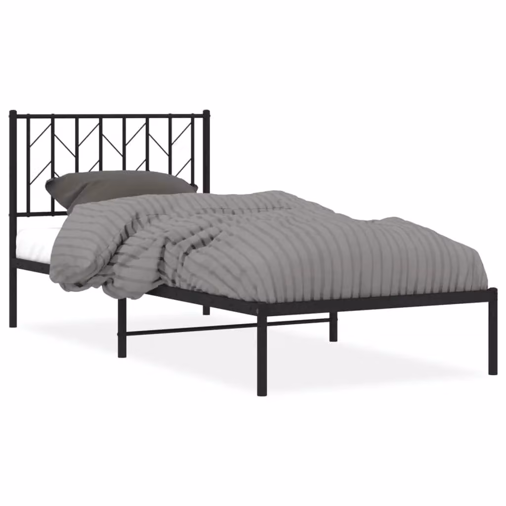 Berkfield Home Metal Bed Frame with Headboard, Black, W/D/H: 90 x 200 cm – 2