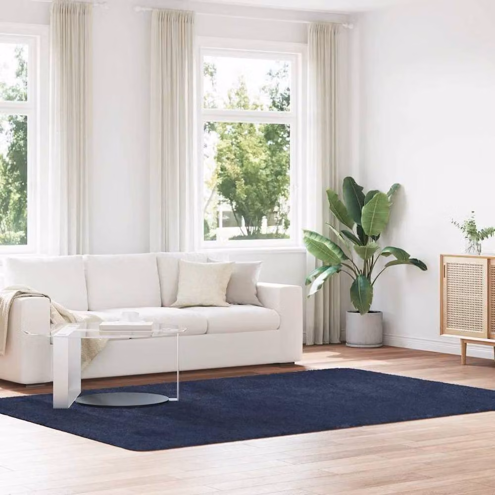 Berkfield Home NAVARRA Navy Blue Shaggy High Pile Polyester Rug W: 200 cm, D: 290 cm – 2