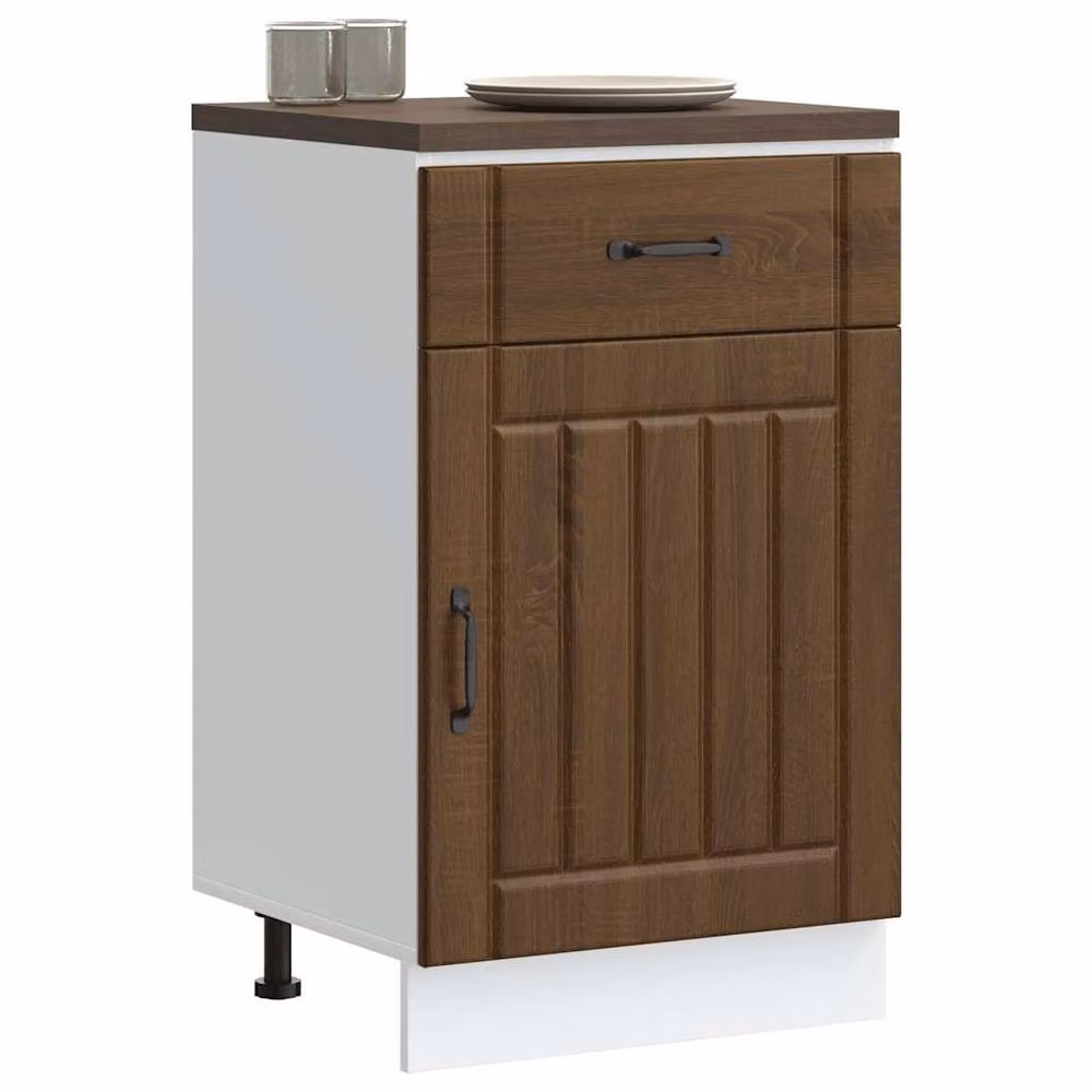 Berkfield Home Lucca Kitchen Base Cabinet in Brown Oak Engineered Wood, H 81.5 x W 50.0 x D 46.0 cm – 2