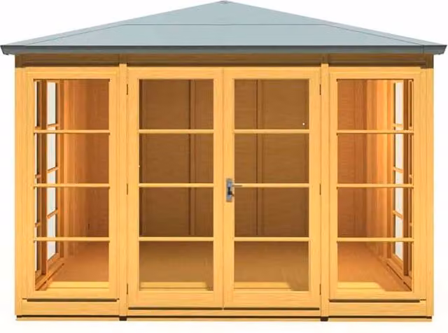 Shires Palatina 10 x 10 Feet Wooden Summerhouse in Light Brown, W: 316.9 cm, D: 316.9 cm, H: 249.4 cm