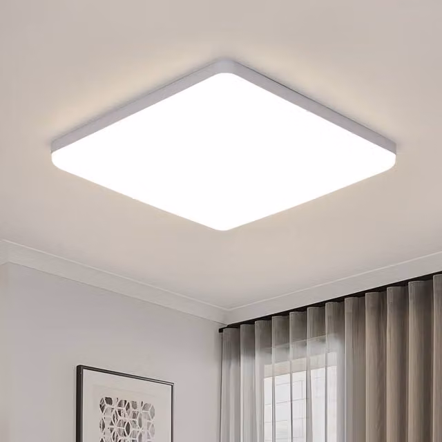 Goeco Square LED Ceiling Light, 43W, 4500K, IP44, White, Diameter: 30 cm – 1