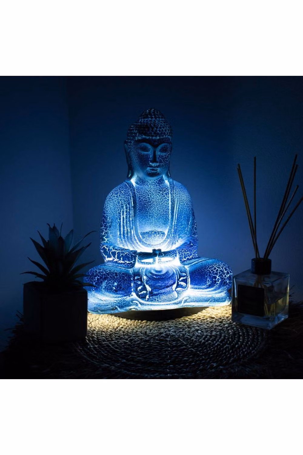 KDMD Sky Blue Meditation Buddha Crystal Lamp with Oval Stand in Baby Blue – 2
