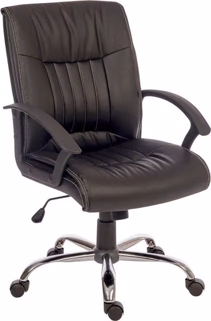 Teknik Milan Modern Executive Chair in Black Synthetic Leather with Metal Frame and Armrests