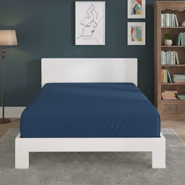 Snug City Polycotton Extra Deep Fitted Sheet in Mid Blue, Size: Super King, W/D/H: 200 x 200 x 40 cm