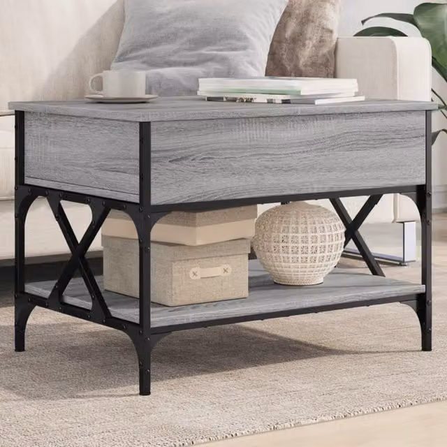 Berkfield Home Grey Sonoma Coffee Table with Lift Mechanism, W/D/H: 70 x 50 x 50 cm