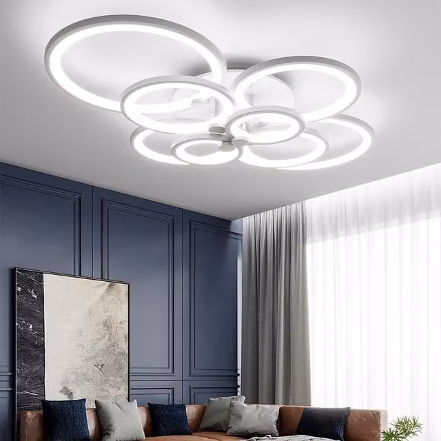 Livingandhome Modern Round LED Ceiling Light in White with Cool White Light, 142W