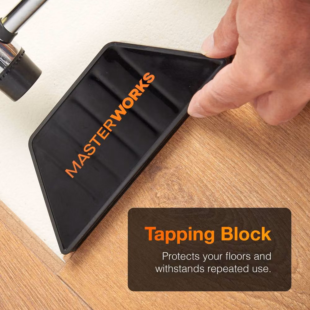 MasterWorx Laminate Flooring Tool Kit with Pull Bar, Tapping Block and Spacer Wedges in Black – 7