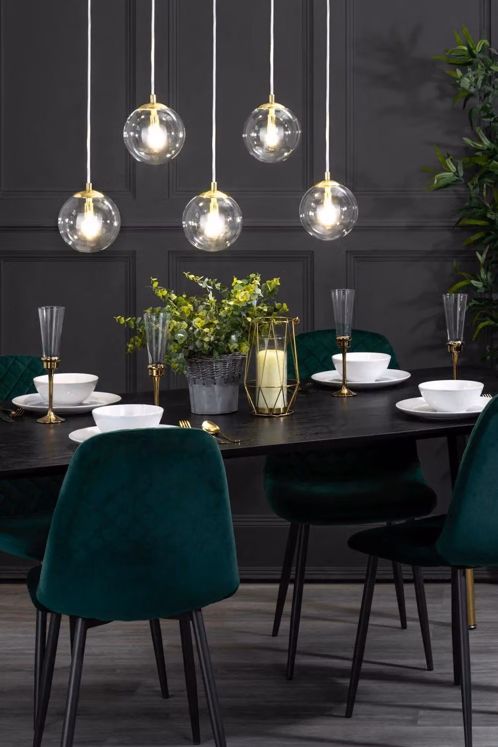 BHS Lighting Milton Sphere Pendant Ceiling Light in Gold and Transparent Glass – 2