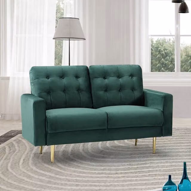 Artemis Home Emerson 2 Seat Sofa in Green Velvet Fabric