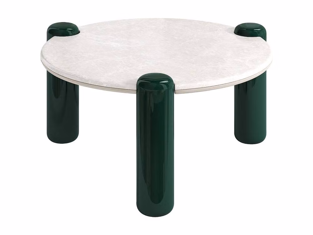 Vente-unique NARODI Round Marble and MDF Coffee Table in Beige, Green and White – 2