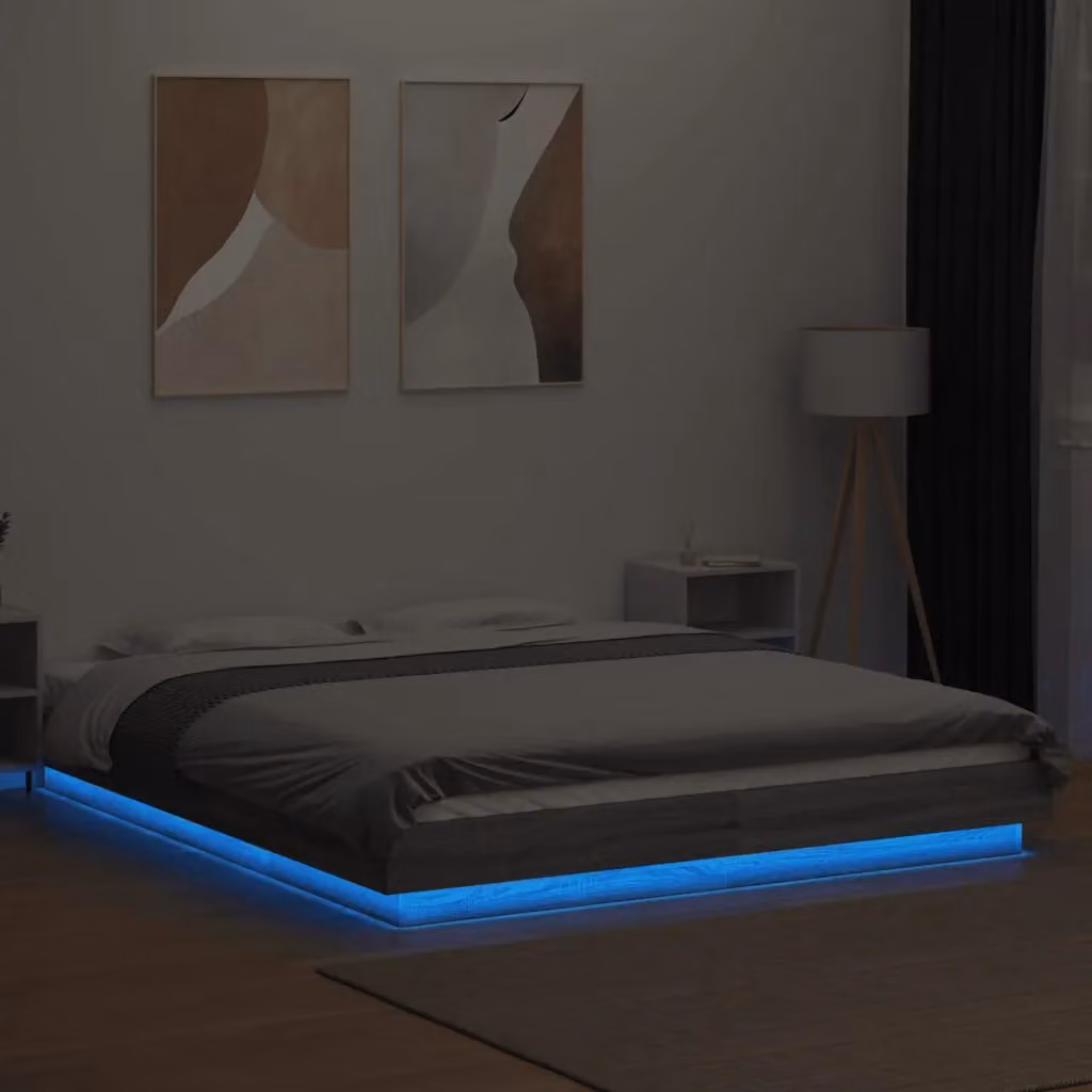 Berkfield Home Grey Sonoma Bed Frame with LED Lights and USB Charging Port, 150 x 200 cm – 3