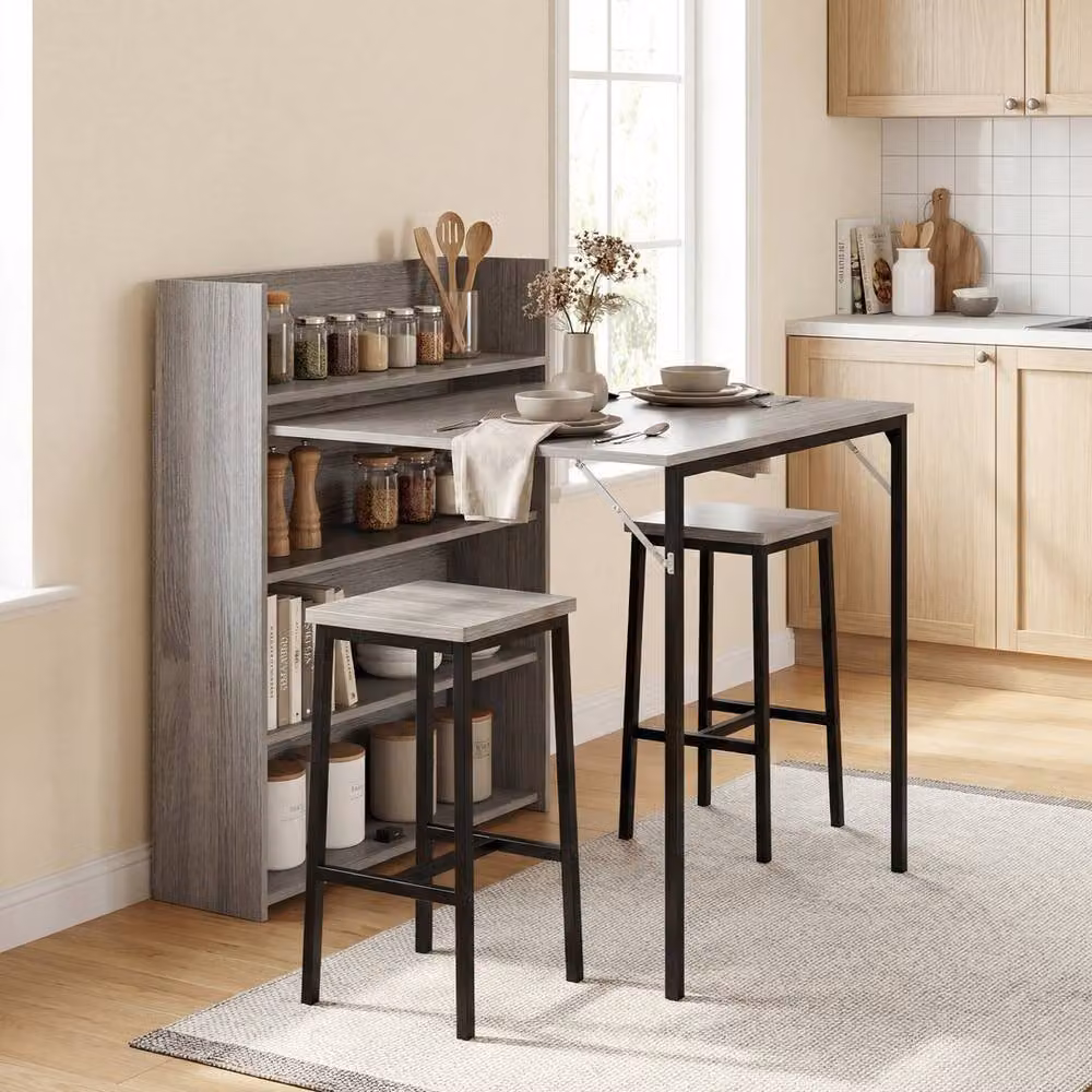 KORVIXA Grey Wood Effect Folding Dining Table, W/D: 100 x 100 cm – 2