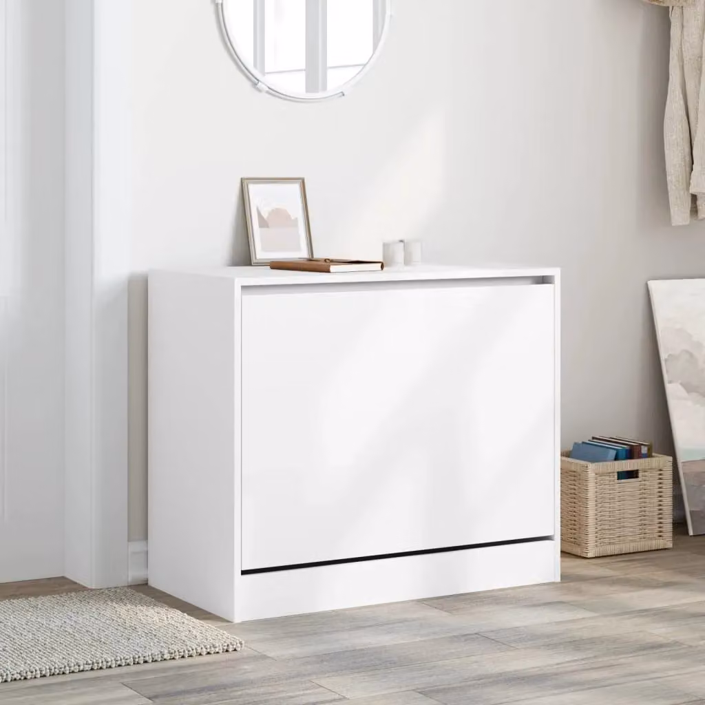 Berkfield Home White Shoe Cabinet with Tilting Compartments, W/D/H: 80 x 42 x 69 cm – 2