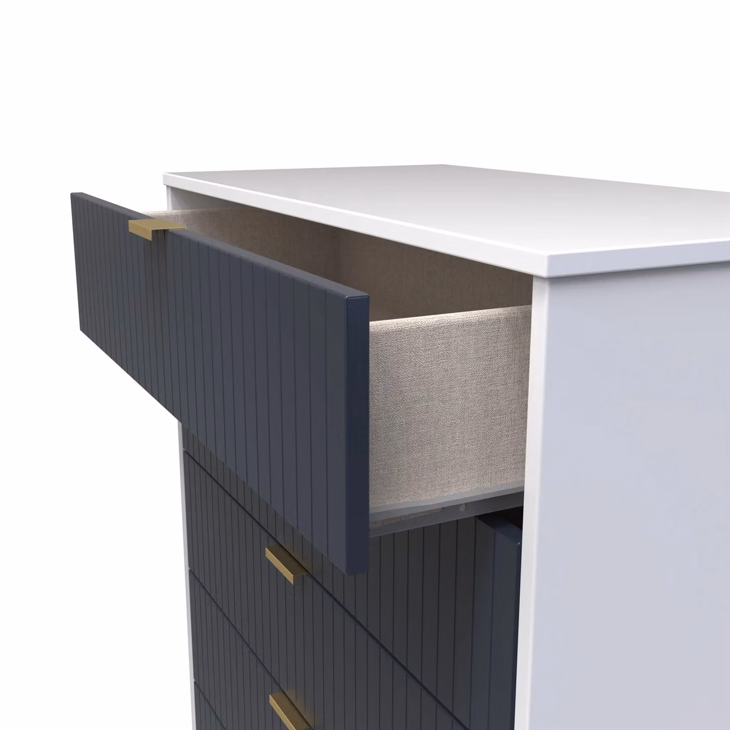 Ready Assembled 2 U Bexley 5 Drawer Chest in Dark Blue and Gold – 4
