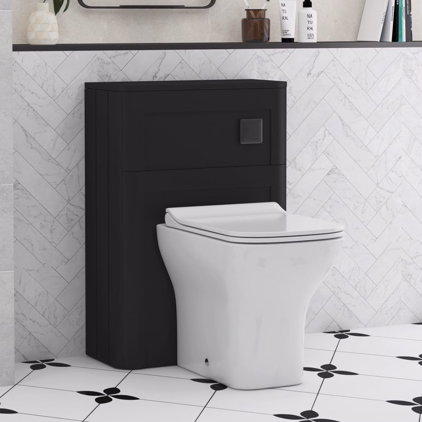 Royal Bathrooms Henley 550mm Matt Nocturne Black WC Unit with Qubix Ceramic Toilet Pan, Slim Seat and Concealed Cistern