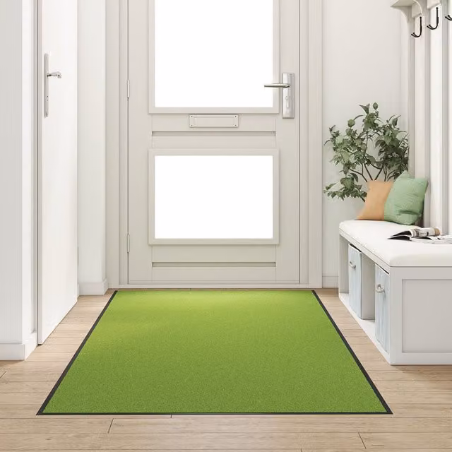 Berkfield Home Non-Slip Polyamide Doormat in Green and Black, W/D/H: 120 x 120 x 0.9 cm