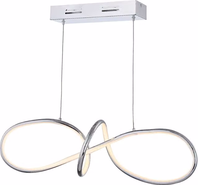 Lighting123 Trinity Loop Drop LED Pendant Ceiling Light in Chrome and Silver
