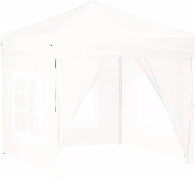 Berkfield Home Folding Party Tent with Sidewalls in White and Silver, W/D/H: 200 x 200 x 200 cm – 1
