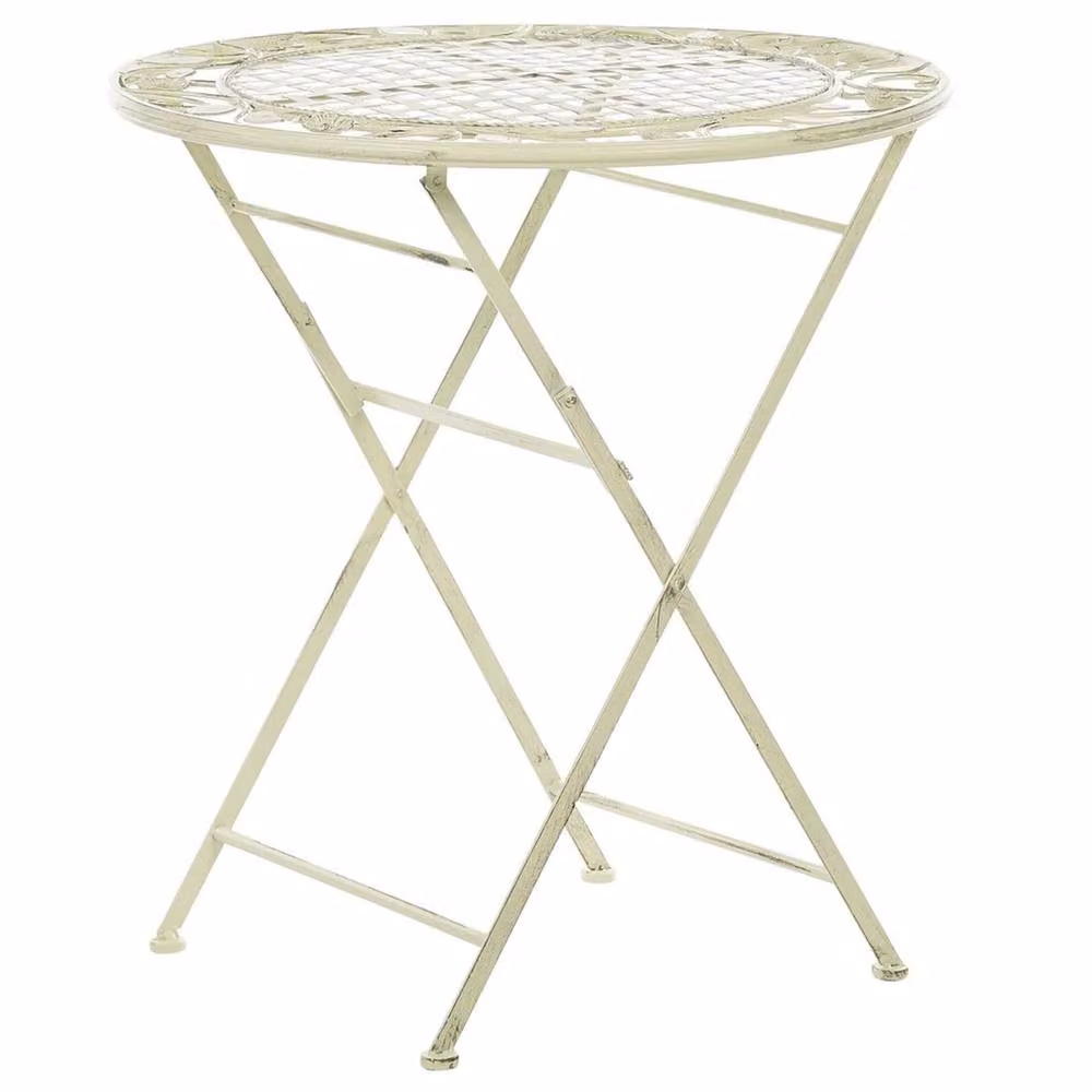 Wyld and Coco Garden Bistro Round Table in Light Green, Foldable Metal Design, Diameter: 70 cm – 2