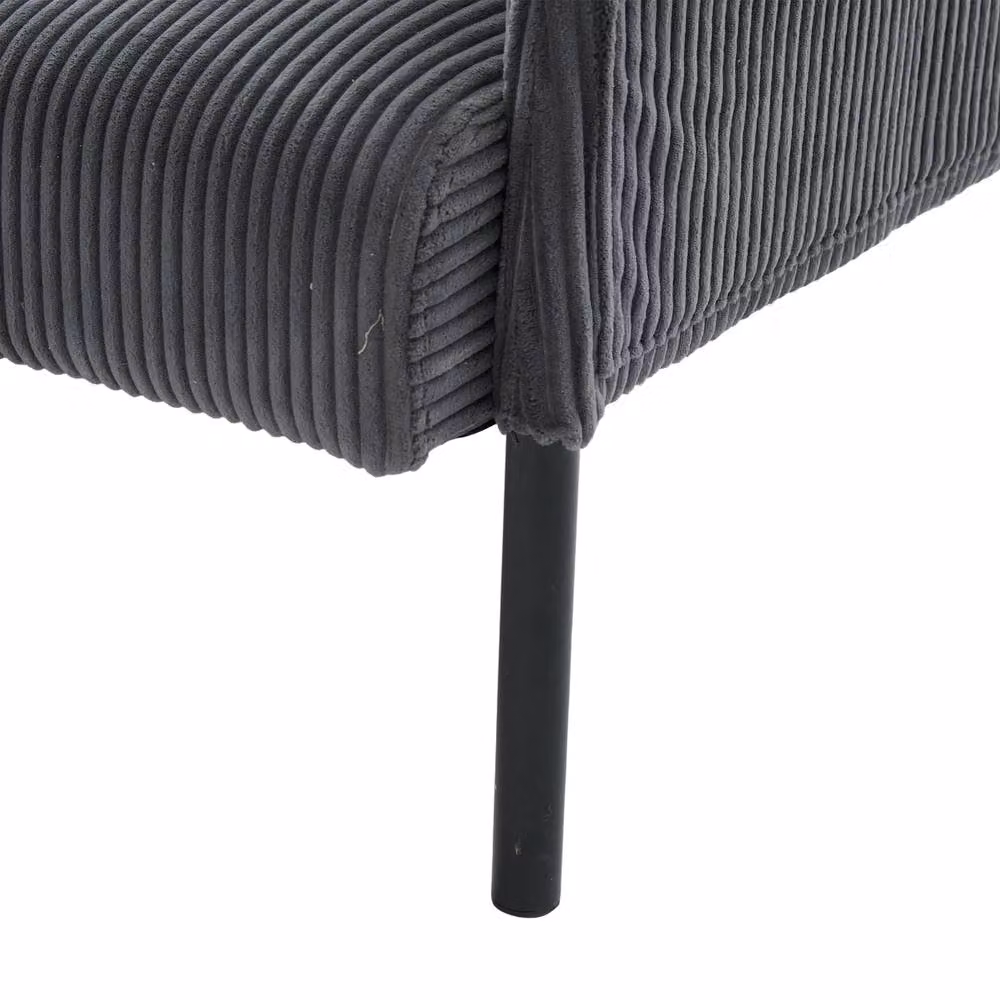 Matteo Corduroy Upholstered Loveseat Sofa with Side Pockets in Charcoal Grey – 4