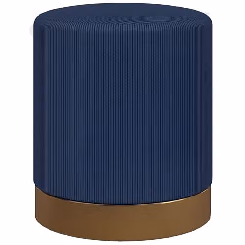 HOMCOM Modern Round Corduroy Fabric Footstool in Blue, W/D/H: 40 x 40 x 45 cm – 1