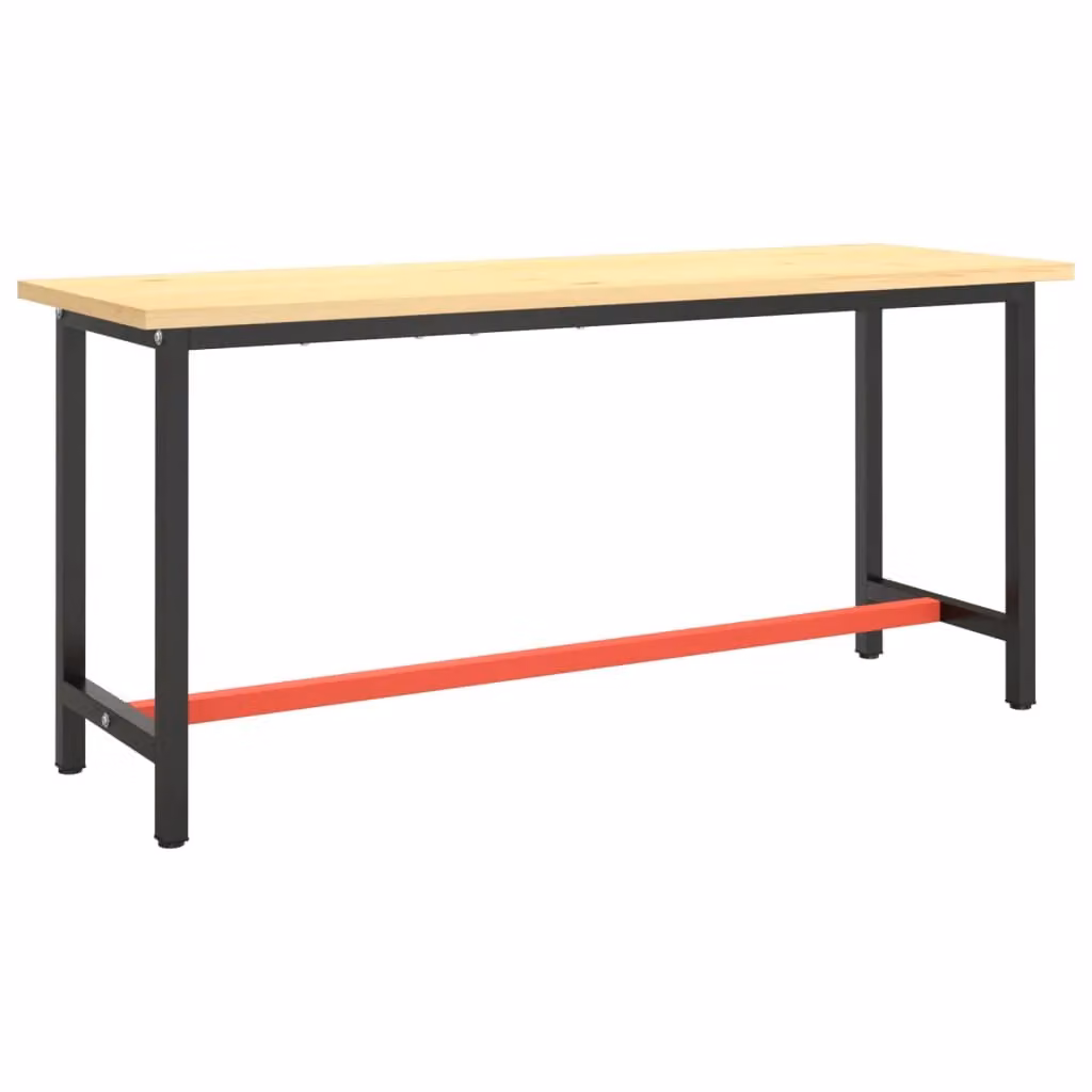 Berkfield Home Metal Work Bench Frame in Matte Black and Matte Red, W/D/H: 170 x 50 x 79 cm – 2