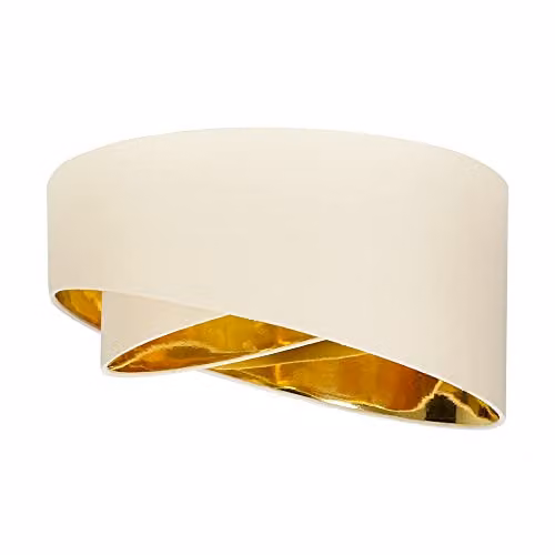 MiniSun Modern Double Layer Cylinder Ceiling Light Shade in Beige and Gold Fabric, Shade Width: 40 cm