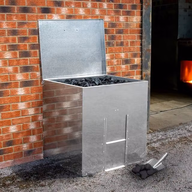 Monster Shop Silver Galvanised Steel Coal Bunker with 250kg Capacity