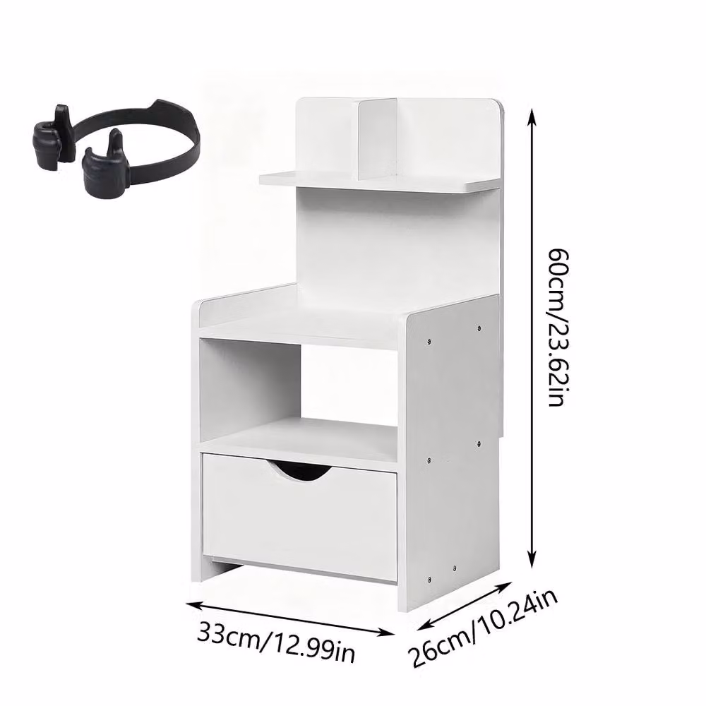 Havendro White Modern Wood Bedroom Nightstand with Storage Drawer, W/D/H: 33 x 60 x 60 cm – 2