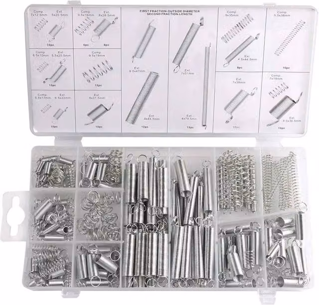Havendro 200-Piece Stainless Steel Spring Pin Set in Silver, 12 Sizes