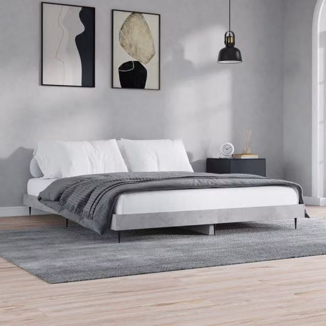 Berkfield Home Small Double Bed Frame in Concrete Grey, W/D/H: 120 x 200 cm