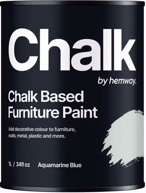 Hemway Chalk Based Furniture Paint in Flat Matt Aquamarine Blue, 1L