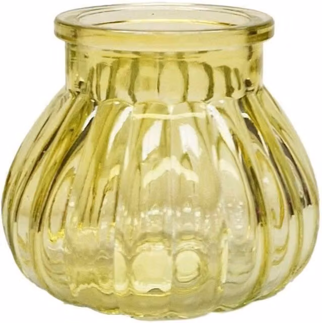 KDMD Yellow Veneto Bubble Glass Jar Vase, 12 Pack, Height: 7.5 cm
