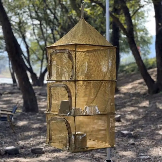 Quipulse Outdoor Folding 4-Layer Multi-Functional Drying Net in Khaki