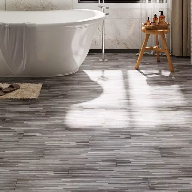 Darphe 36-Piece Self-Adhesive Wood-Look PVC Flooring Planks in Brown and Grey