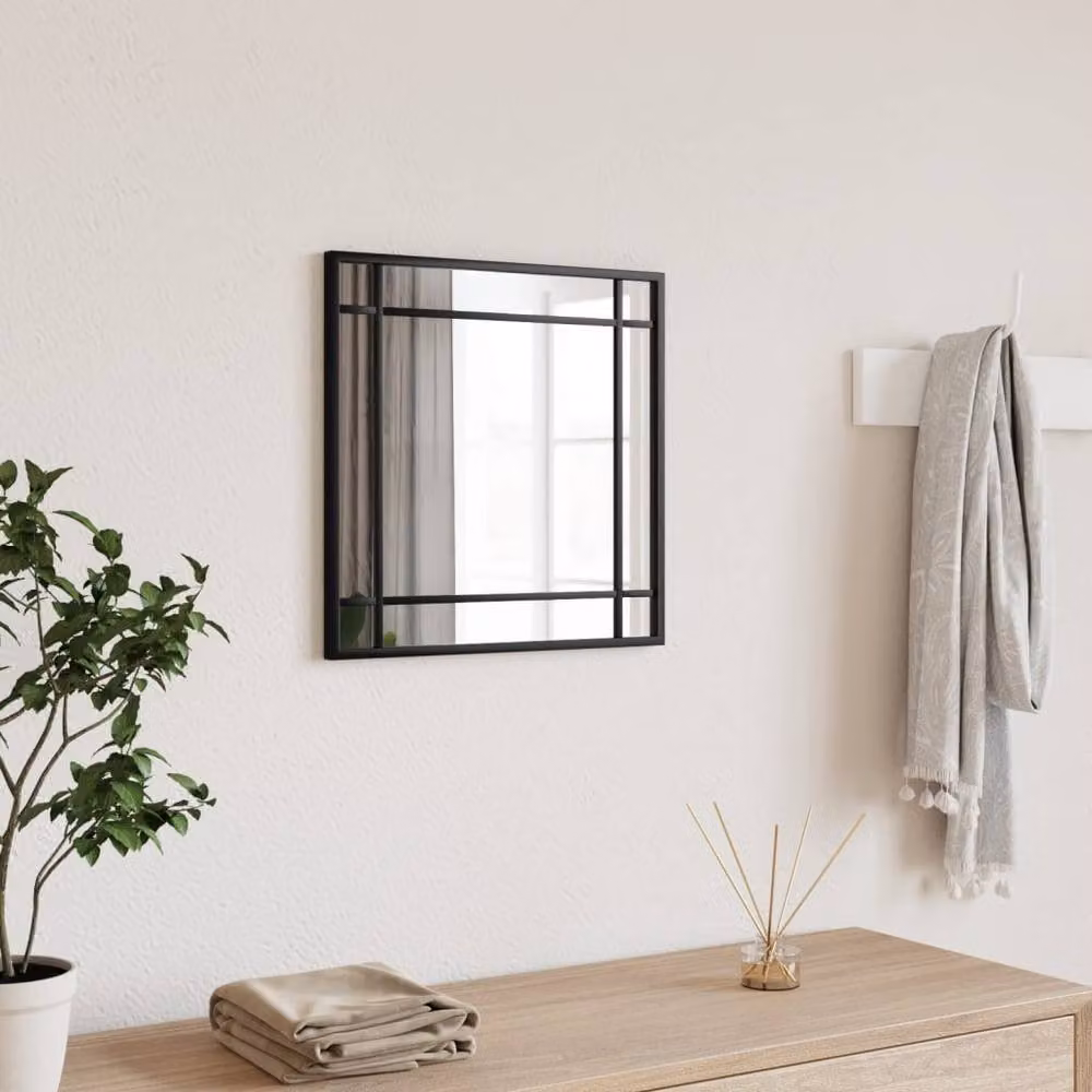 Berkfield Home Minimalist Square Wall Mirror in Black, W/H: 40 x 40 cm – 2
