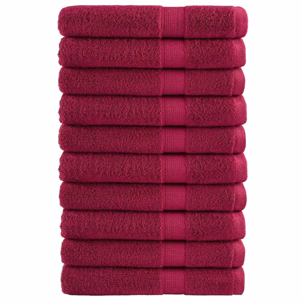 Berkfield Home SOLUND Premium Cotton Terry Sauna Towels, 10 Piece Set, Bordeaux Red, W: 80 cm, L: 200 cm, 600gsm – 2
