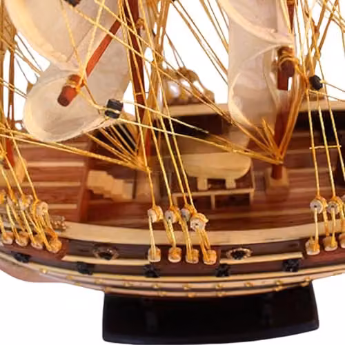 Authentic R & M Jylland Model Ship Handcrafted Wooden Historic Naval Replica with Stand, Brown – 4