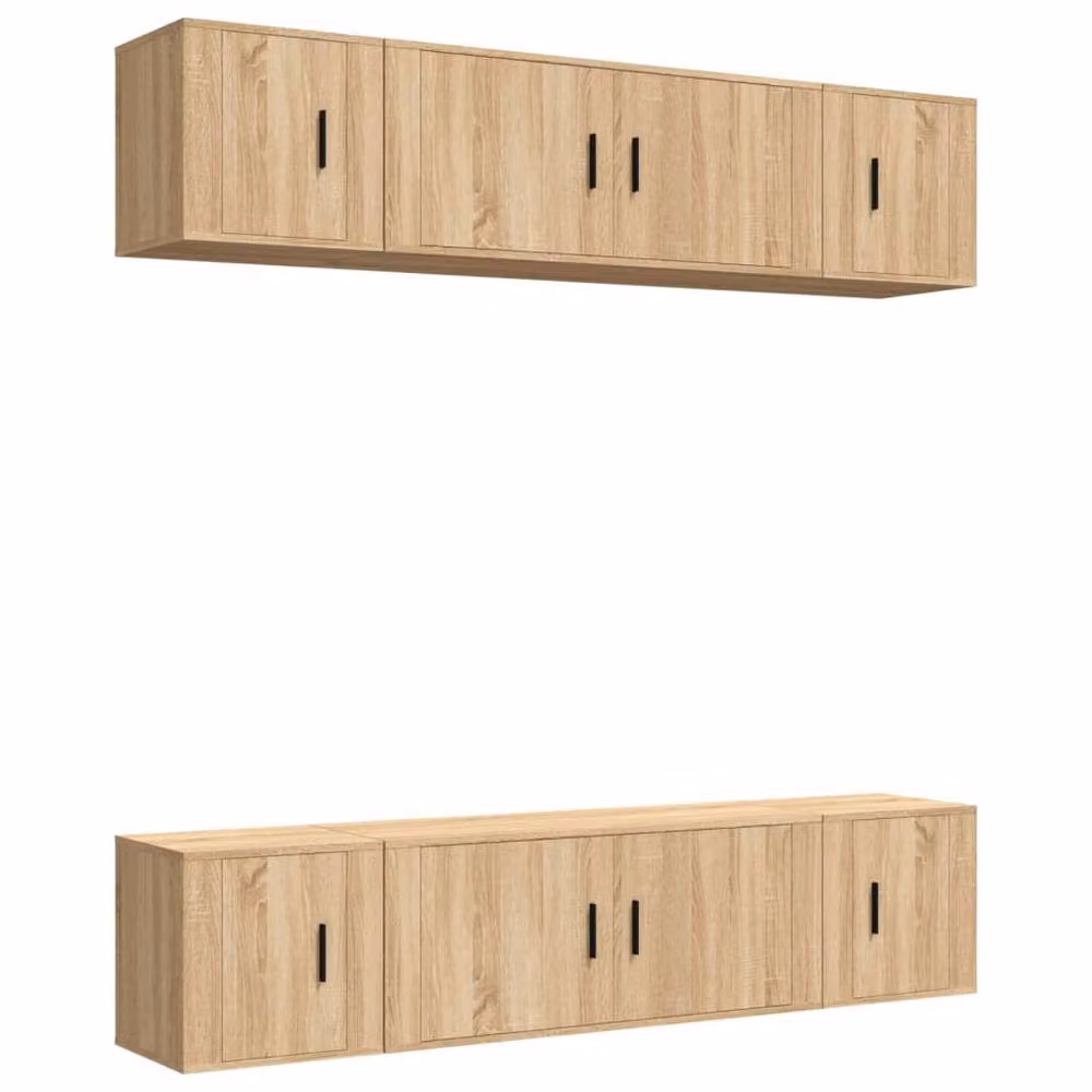 Berkfield Home Classic 6 Piece TV Cabinet Set in Sonoma Oak and Beige – 3