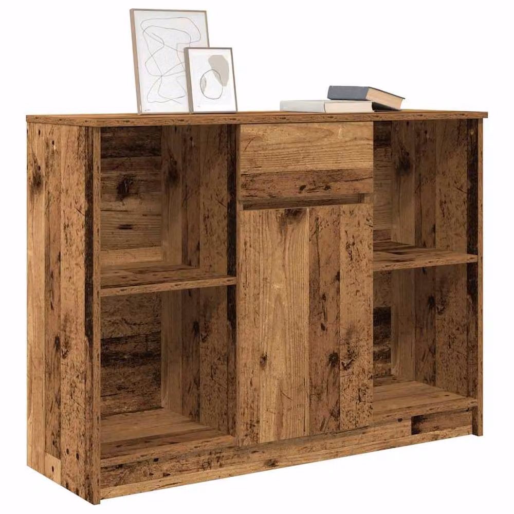 Berkfield Home Rustic Sideboard with Drawer in Old Wood Brown, W/D/H: 101 x 35 x 76 cm – 4