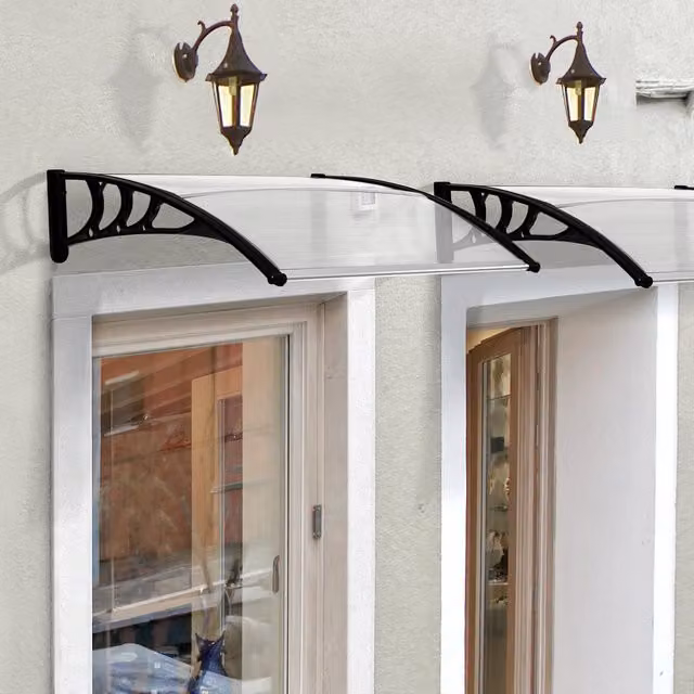 Outsunny White Outdoor Window and Door Canopy Fixed Awning for Porch and Patio