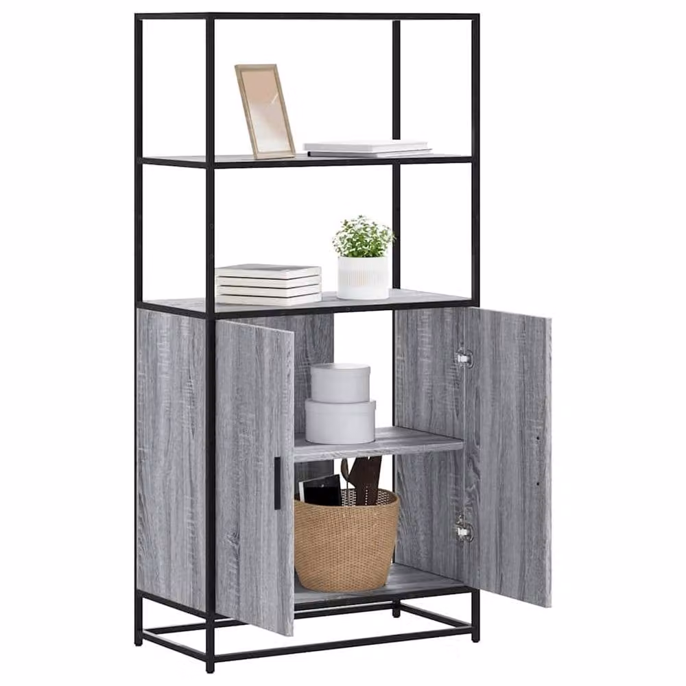 Berkfield Home Grey Sonoma Highboard in Engineered Wood and Metal, W: 68 cm, D: 35 cm, H: 139 cm – 2