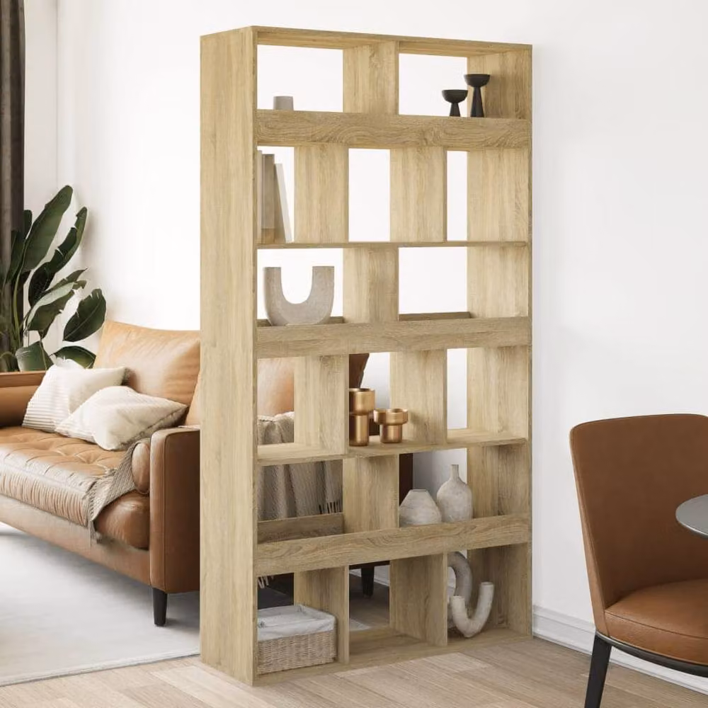 Berkfield Home Sonoma Oak Room Divider in Light Tan, W/D/H: 100 x 33 x 187.5 cm – 2