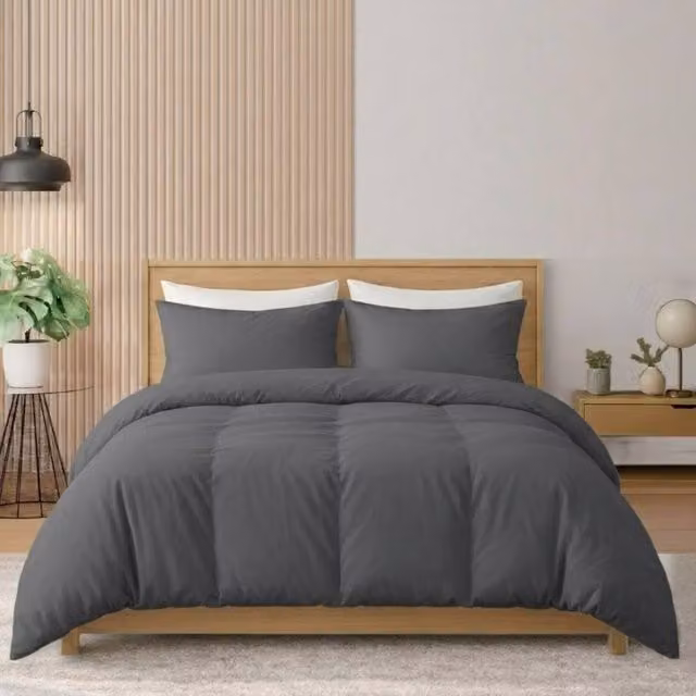 Pamposh 400 Thread Count Mako Satin Cotton Duvet Cover Set in Grey, Reversible and Breathable, W/D/H: 135 x 200 cm
