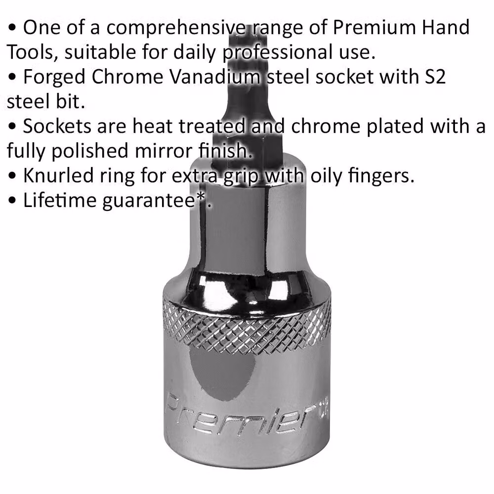 Loops T27 TRX Star Socket Bit with 1/2 inch Square Drive and Knurled Grip in Silver S2 Steel – 2