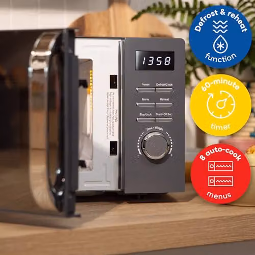 Russell Hobbs RHMD818G Digital Solo Microwave, 20L, 800W, Grey – 4