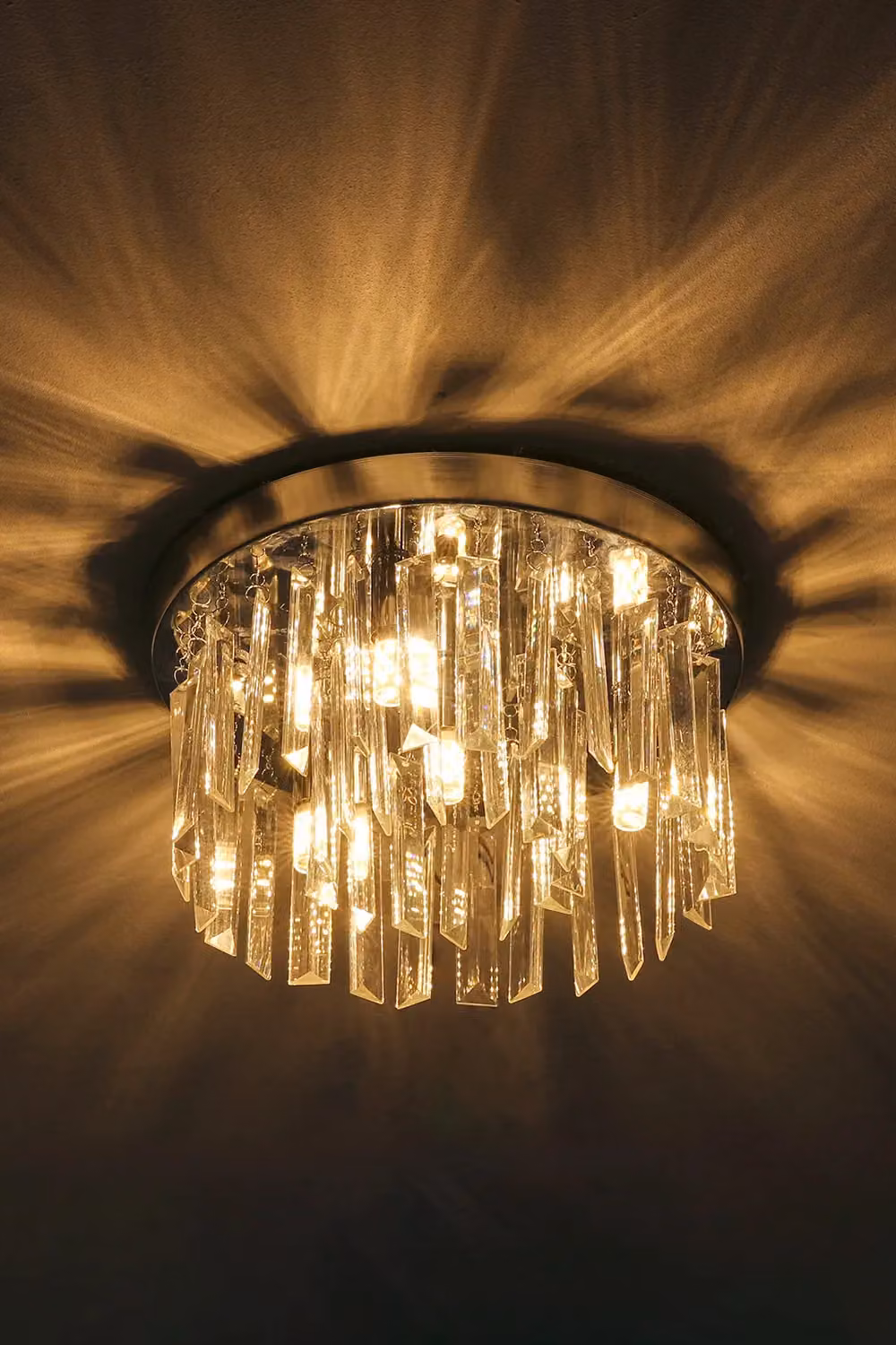 Living and Home Luxury Crystal Column Flush Mount Ceiling Light with Chrome Frame in Silver – 4