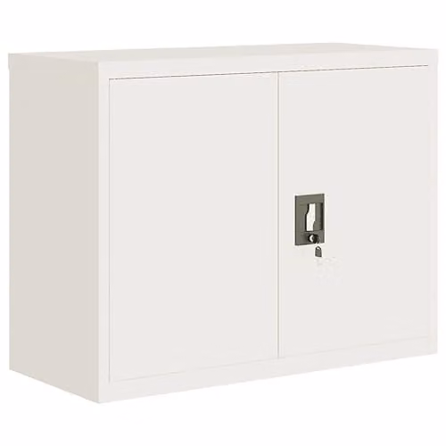 vidaXL White Steel File Cabinet with Adjustable Shelves and Lock, W/D/H: 90 x 40 x 70 cm