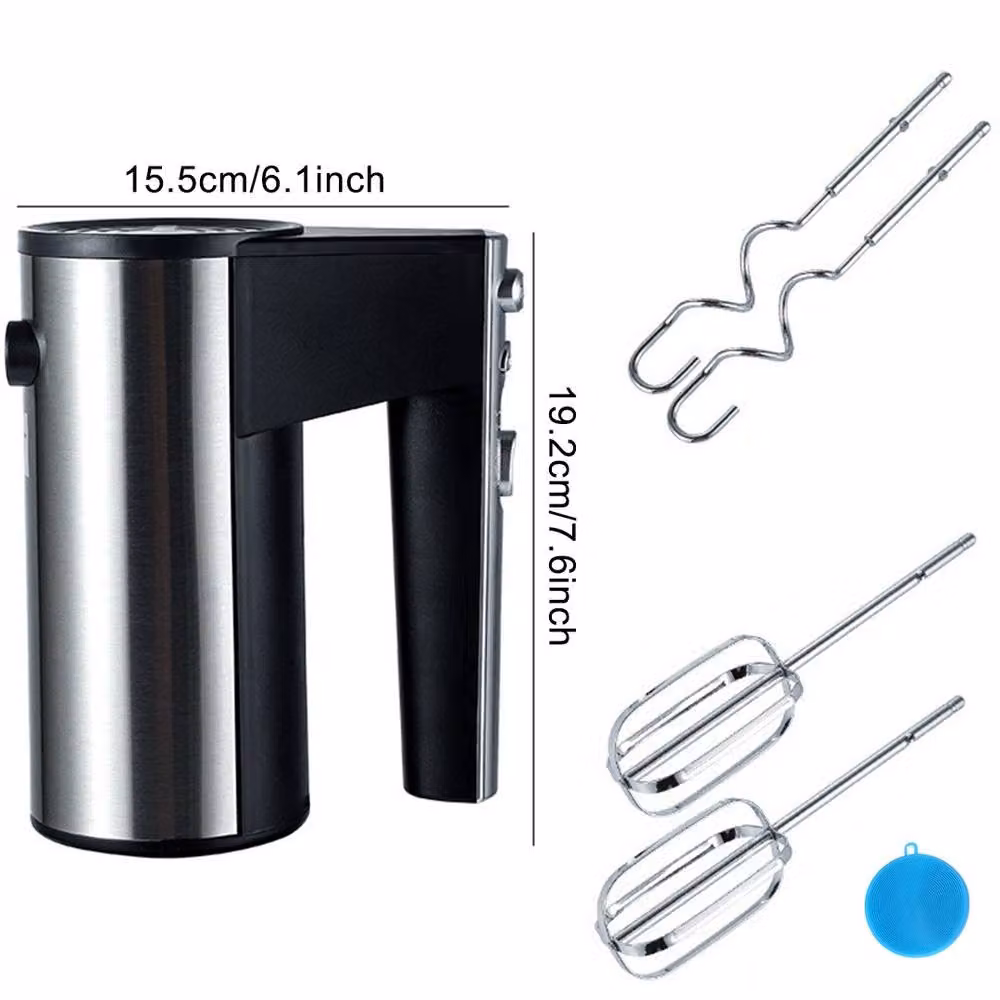 Ventryn 5 Speed Electric Hand Mixer 100W Blender in Black and Silver with Stainless Steel Attachments – 2