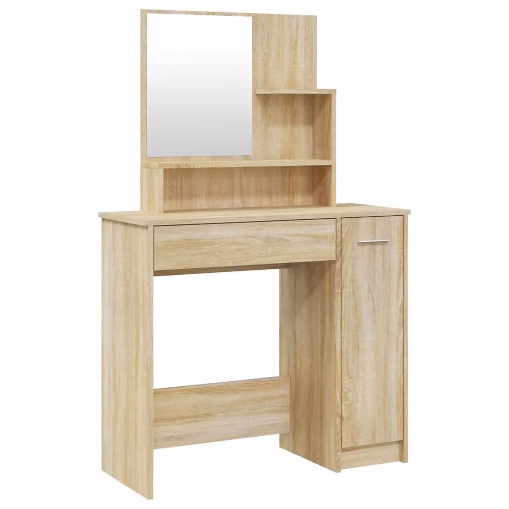 Berkfield Home Beautiful Dressing Table with Mirror in Sonoma Oak, W: 86.5 cm, D: 35 cm, H: 136 cm – 2
